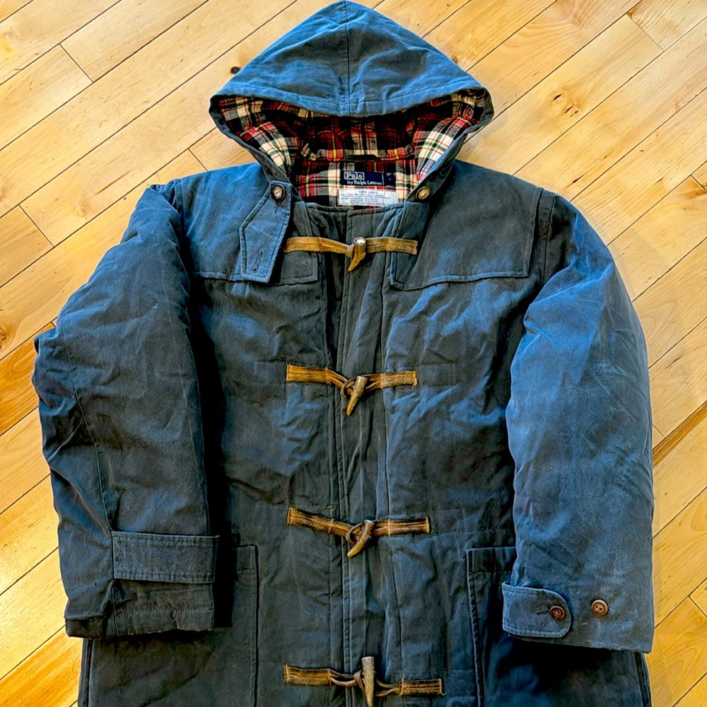 Rare Vintage Polo Ralph Lauren Men’s size Large Canvas Down Filled Duffel Coat